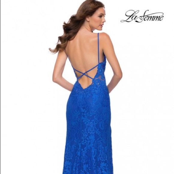 La Femme Blue Sparkle Prom Dress!! - Picture 3 of 15